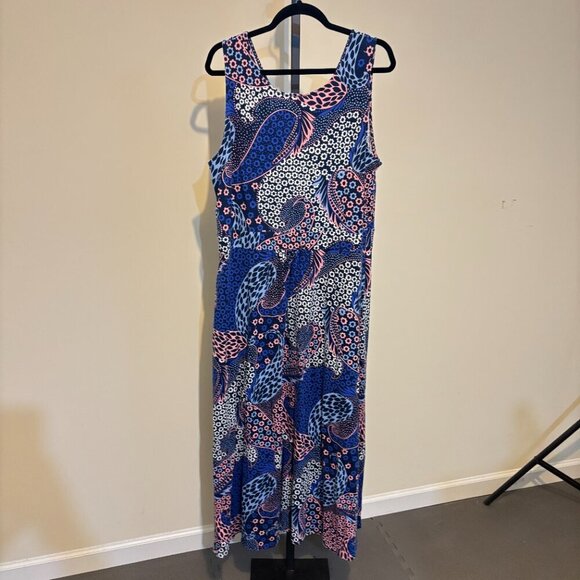 Talbots Blue Pink Floral Paisley Print Jersey Knit Maxi Dress - Picture 6 of 8